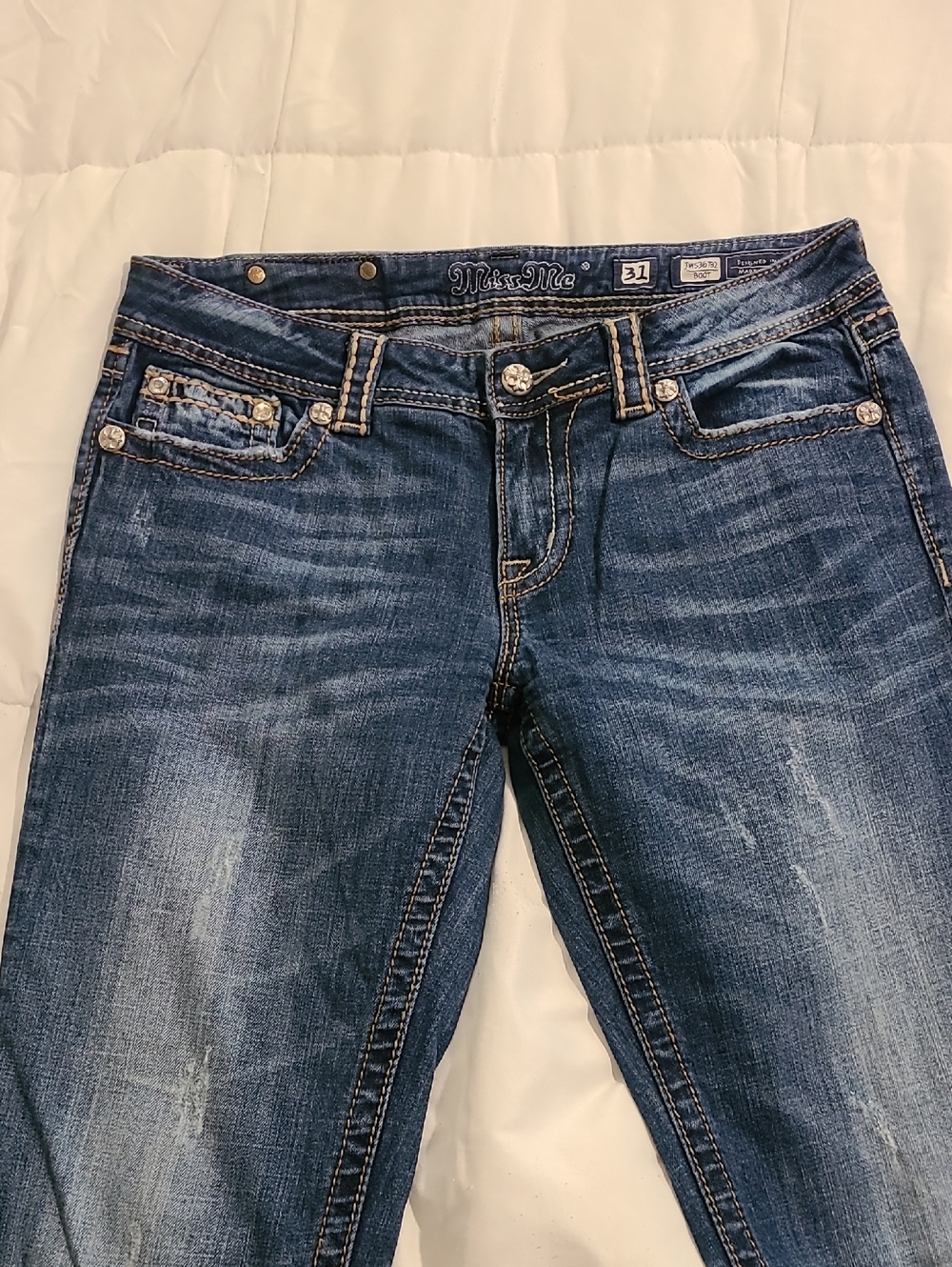 Miss Me Boot Cut Jeans with Fading Sz 31 TALL